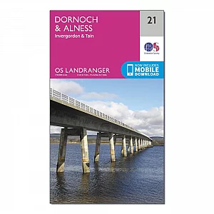 Landranger 21 Dornoch and Alness Invergordon and Tain Map With Digital Version Pink