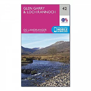 Landranger 42 Glen Garry and Loch Rannoch Map With Digital Version Pink