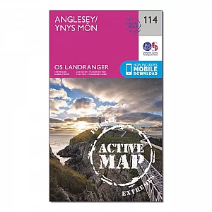 Landranger Active 114 Anglesey Map With Digital Version Pink